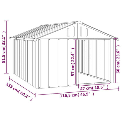 Hundehütte Anthrazit 116,5X153X81,5 Cm Verzinkter Stahl