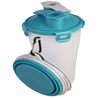 2-In-1 Haustier-Reisebecher Für Wasser/Futter Trinka Blau