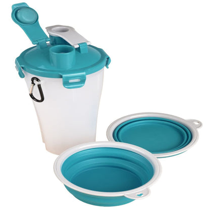 2-In-1 Haustier-Reisebecher Für Wasser/Futter Trinka Blau