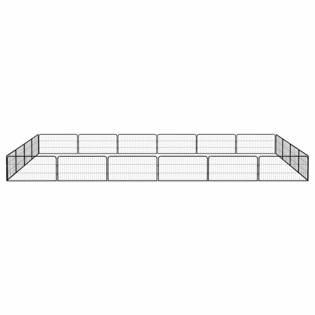 20-Tlg. Hundelaufstall Schwarz 100X50Cm Stahl Pulverbeschichtet