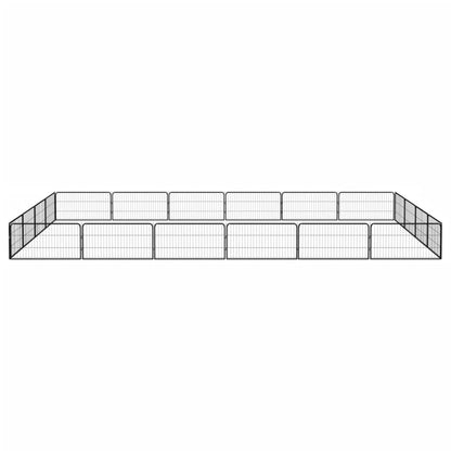 20-Tlg. Hundelaufstall Schwarz 100X50Cm Stahl Pulverbeschichtet