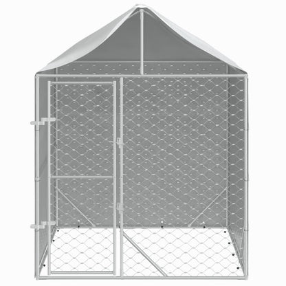 Outdoor-Hundezwinger Mit Dach Silber 2X2X2,5 M Verzinkter Stahl