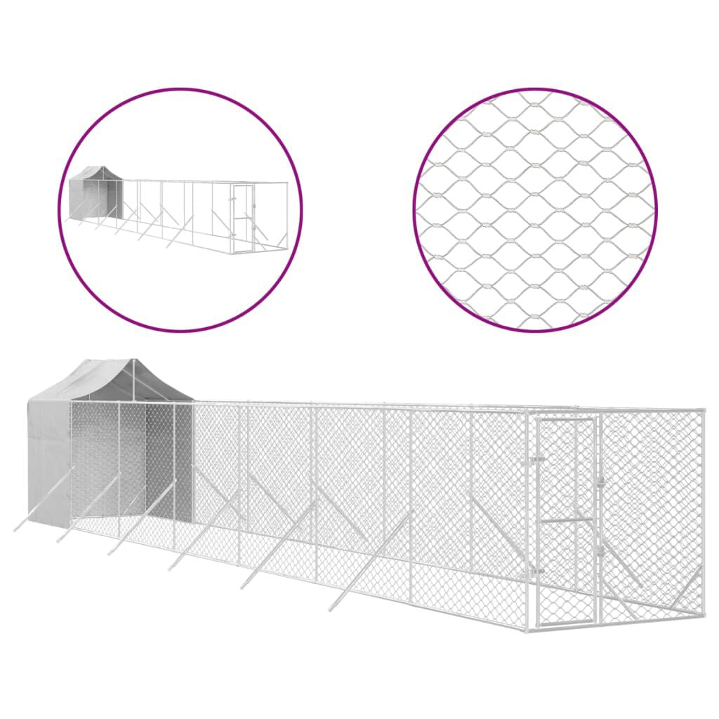 Outdoor-Hundezwinger Mit Dach Silber 2X2X2,5 M Verzinkter Stahl