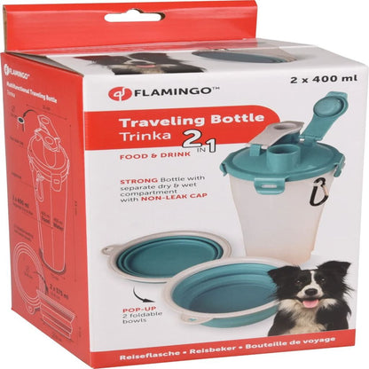 2-In-1 Haustier-Reisebecher Für Wasser/Futter Trinka Blau