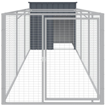 Hundehütte Mit Auslauf Anthrazit 110X405X110Cm Verzinkter Stahl